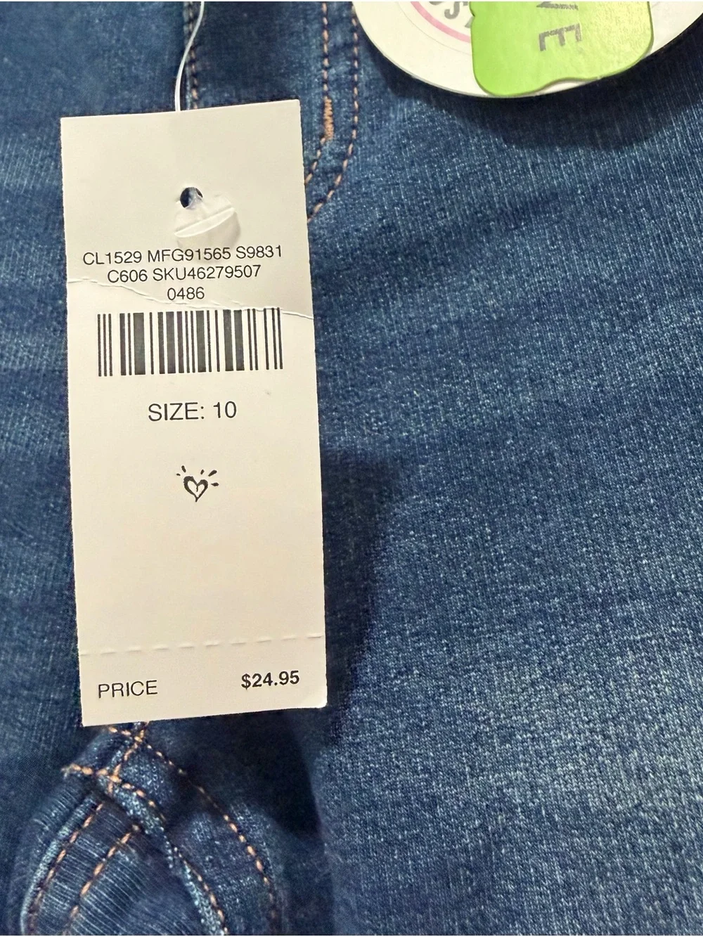 Justice Girls' Dark Blue Stretch Jean Leggings Size 10